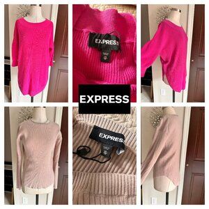 2 gorgeous NWOT EXPRESS sweater tops Light pink and hot pink XS